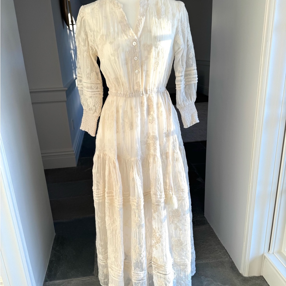 Solitaire Cream Maxi Dress with Lace Detail
